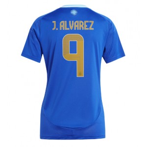 Argentiina Julian Alvarez #9 Jalkapallovaatteet Naisten Vieraspaita Copa America 2024 Lyhythihainen